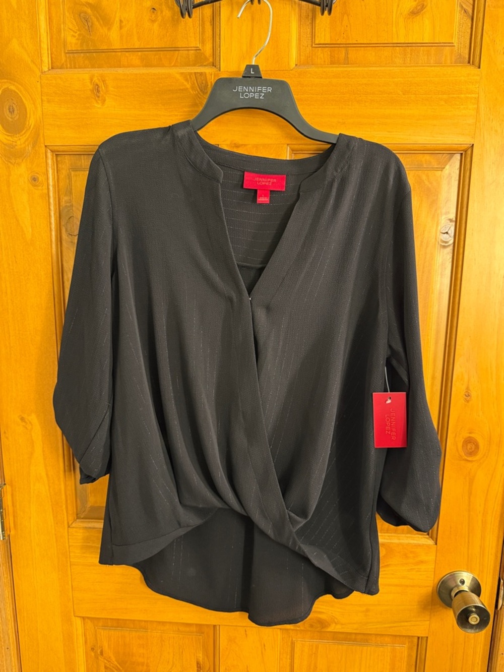 Jennifer Lopez Black High-low Draped Blouse